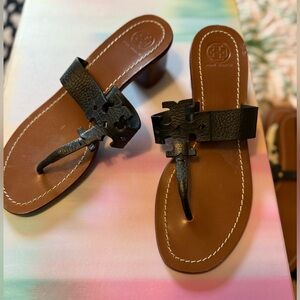 Women's Black Leather Sandals, Tory Burch